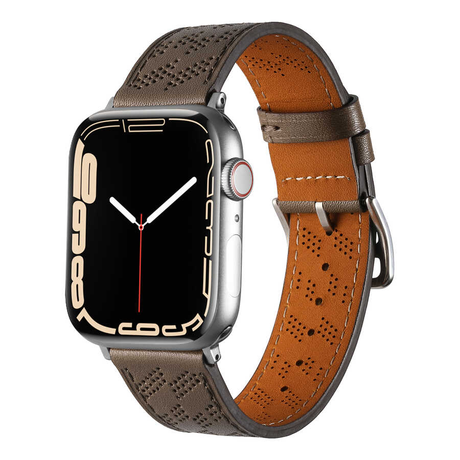 ​​​Apple Watch 44mm KRD-76 PU Deri Kordon Strap Kayış