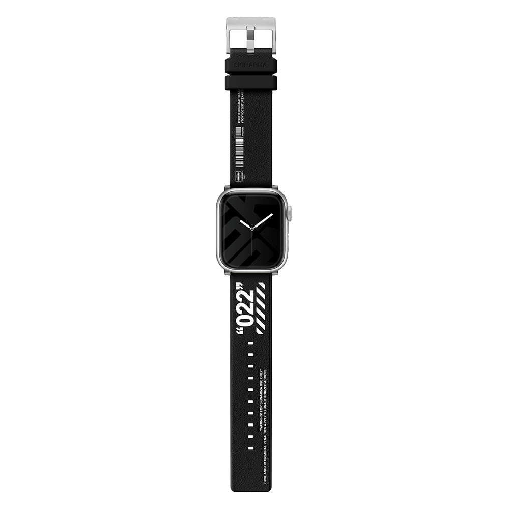 Apple Watch 44mm SkinArma Taihi Sora Yazı Desenli Deri Görünümlü Silikon Kordon