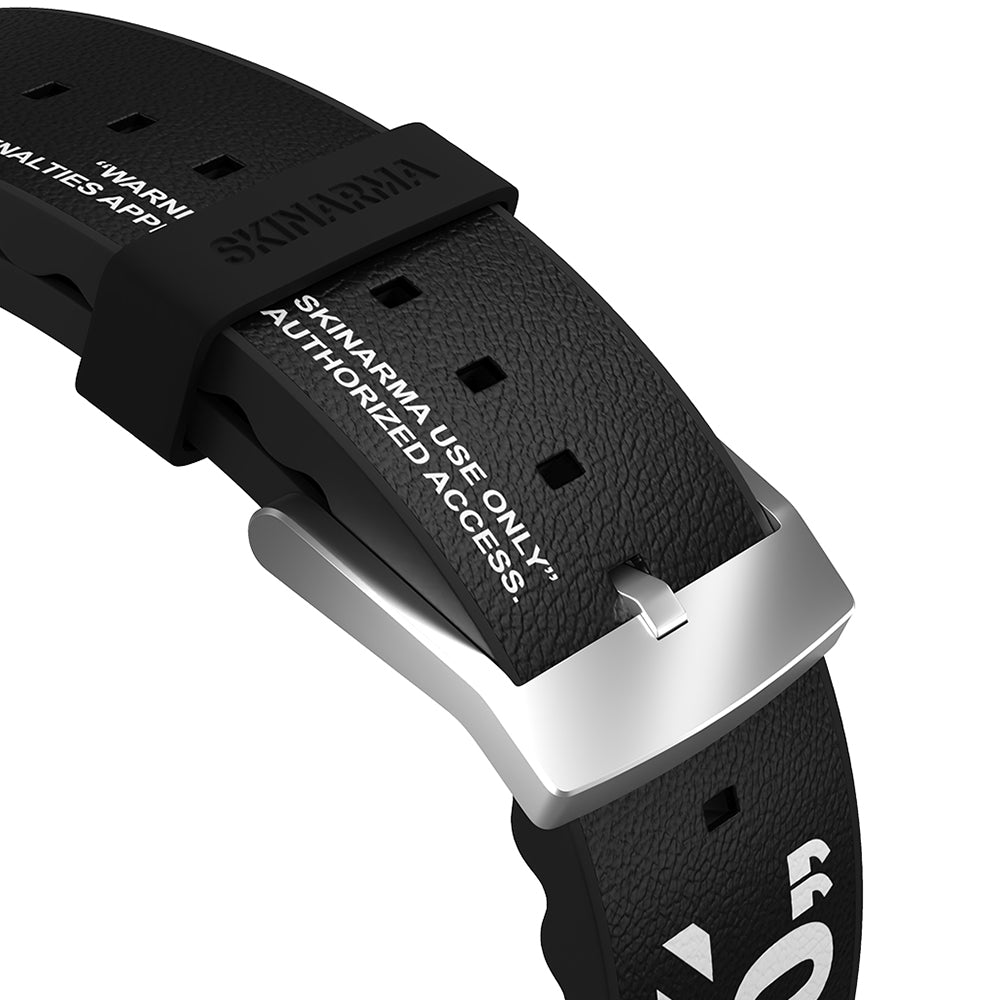 Apple Watch 44mm SkinArma Taihi Sora Yazı Desenli Deri Görünümlü Silikon Kordon
