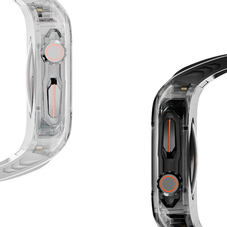 Apple Watch 44mm Wiwu Wi-WB013 Rambo Serisi 2in1 Şeffaf PC Kasa Koruyuculu Kauçuk Kordon