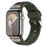 Apple Watch 44mm Zore KRD-117 Hava Alabilen Delikli Metal Süslemeli Desenli Silikon Kordon