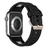 Apple Watch 44mm Zore KRD-117 Hava Alabilen Delikli Metal Süslemeli Desenli Silikon Kordon