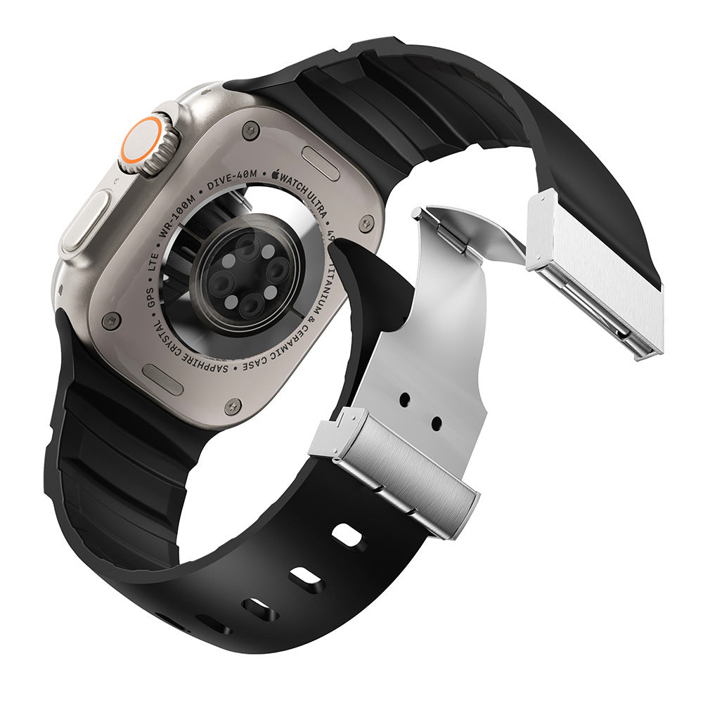 Apple Watch 44mm Zore KRD-145 Metal Tokalı Silikon Kordon