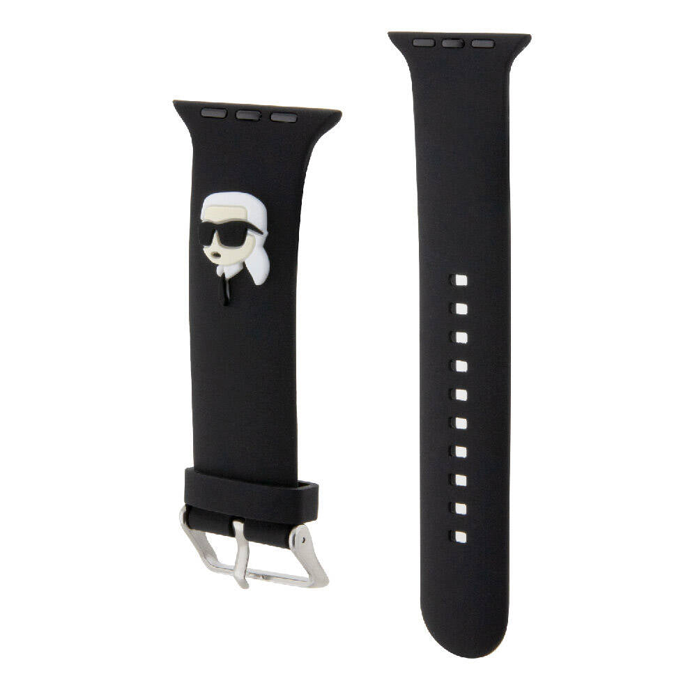 Apple Watch 7 41mm Karl Lagerfeld Orjinal Lisanslı İkonik Karl Head Logolu Silikon Kordon