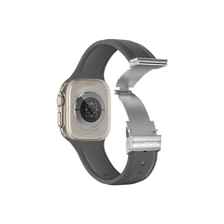 Apple Watch 7 45mm Amazingthing Titan Swift Deri Dokulu Silikon Kordon