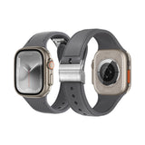 Apple Watch 7 45mm Amazingthing Titan Swift Deri Dokulu Silikon Kordon
