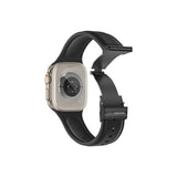 Apple Watch 7 45mm Amazingthing Titan Swift Deri Dokulu Silikon Kordon