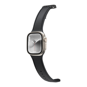 Apple Watch 7 45mm Amazingthing Titan Swift Deri Dokulu Silikon Kordon