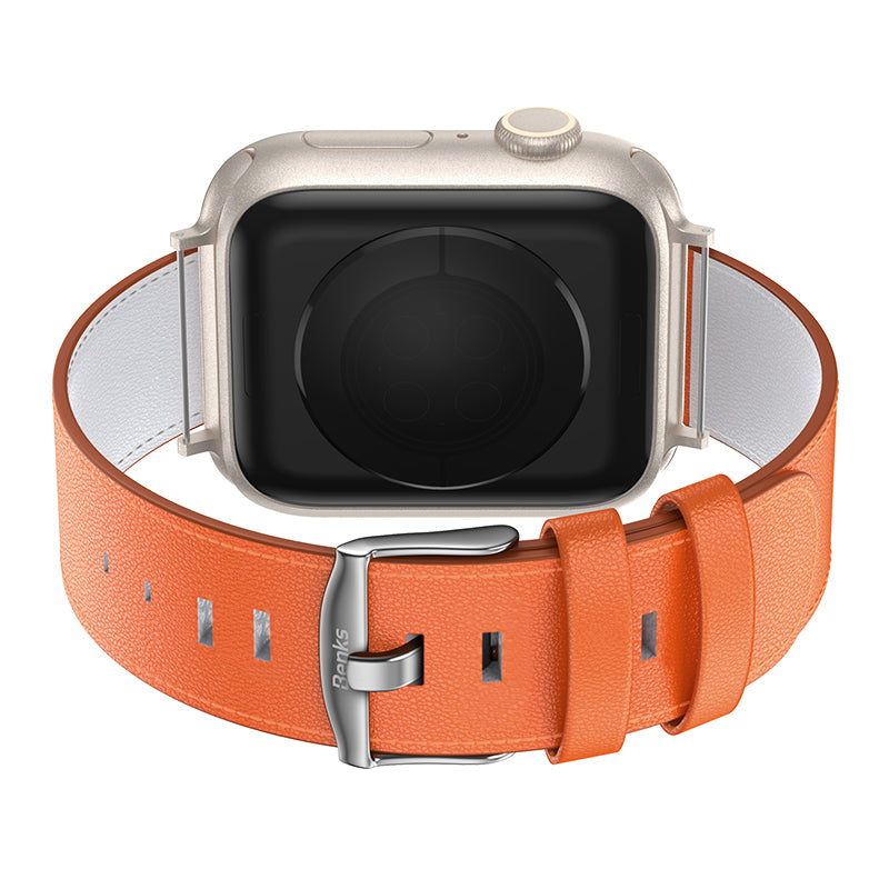 Apple Watch 7 45mm Benks Vintage Genuine Leather Serisi Deri Kordon Strap Kayış