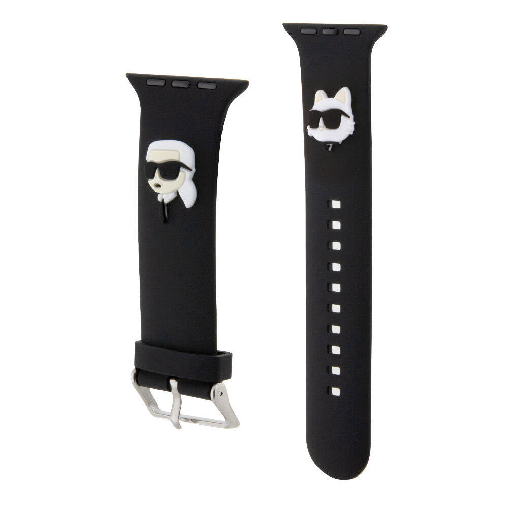 Apple Watch 7 45mm Karl Lagerfeld Orjinal Lisanslı İkonik Karl & Choupette Logolu Silikon Kordon