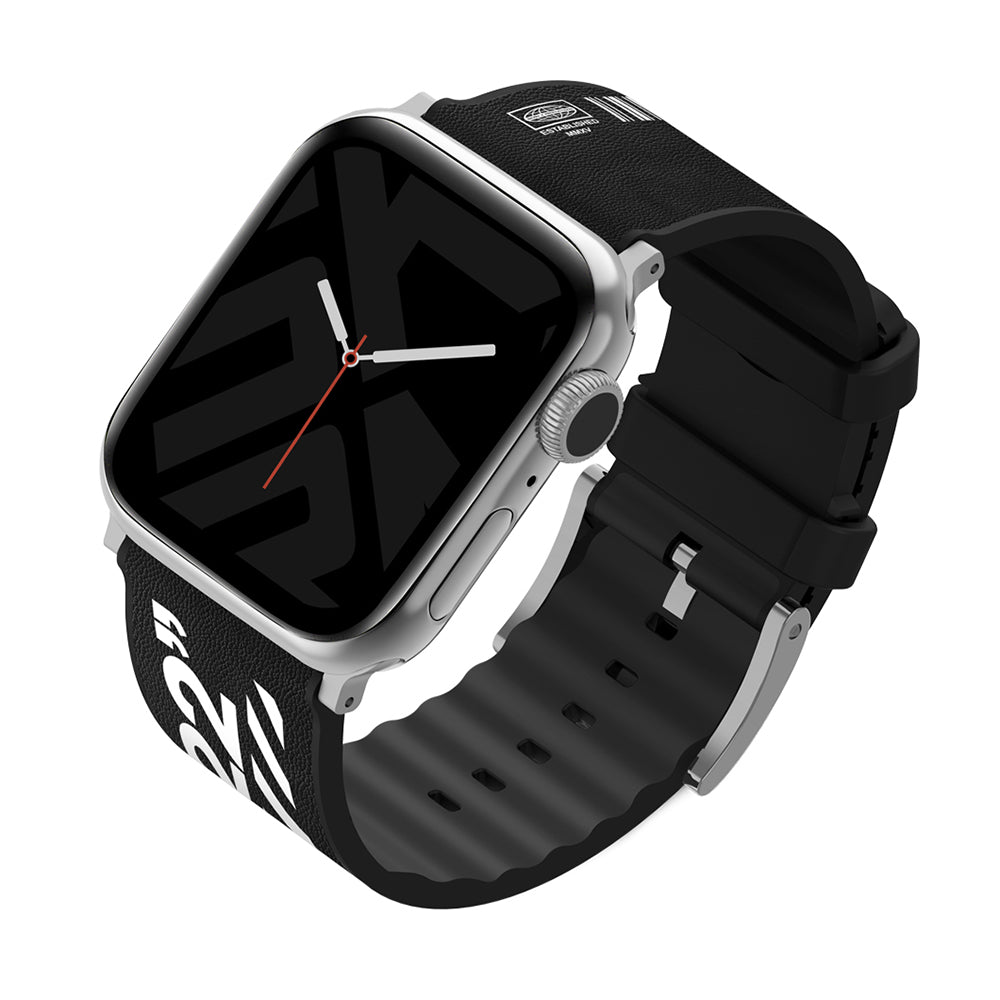 Apple Watch 7 45mm SkinArma Taihi Sora Yazı Desenli Deri Görünümlü Silikon Kordon