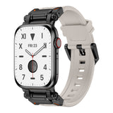 Apple Watch 7 45mm Zore KRD-101 Titanyum Metal Başlıklı Silikon Kordon