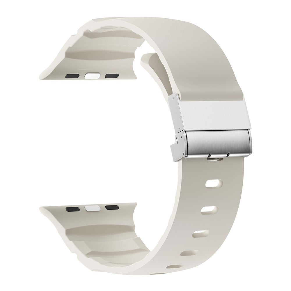 Apple Watch 7 45mm Zore KRD-145 Metal Tokalı Silikon Kordon