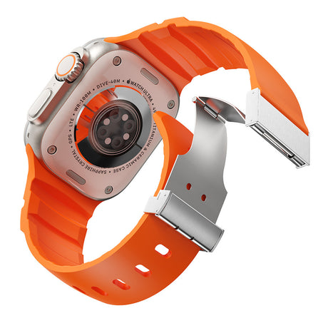 Apple Watch 7 45mm Zore KRD-145 Metal Tokalı Silikon Kordon