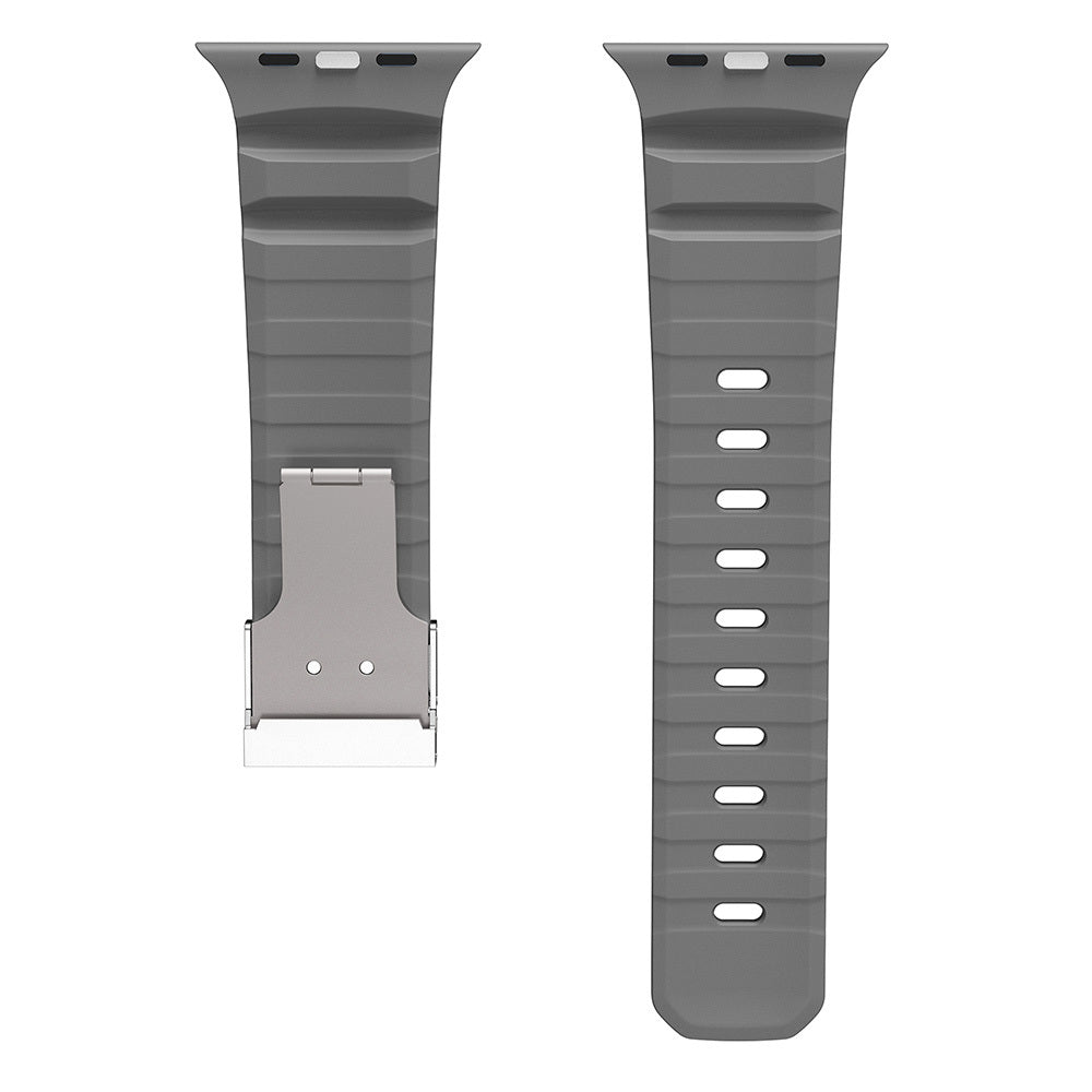 Apple Watch 7 45mm Zore KRD-145 Metal Tokalı Silikon Kordon
