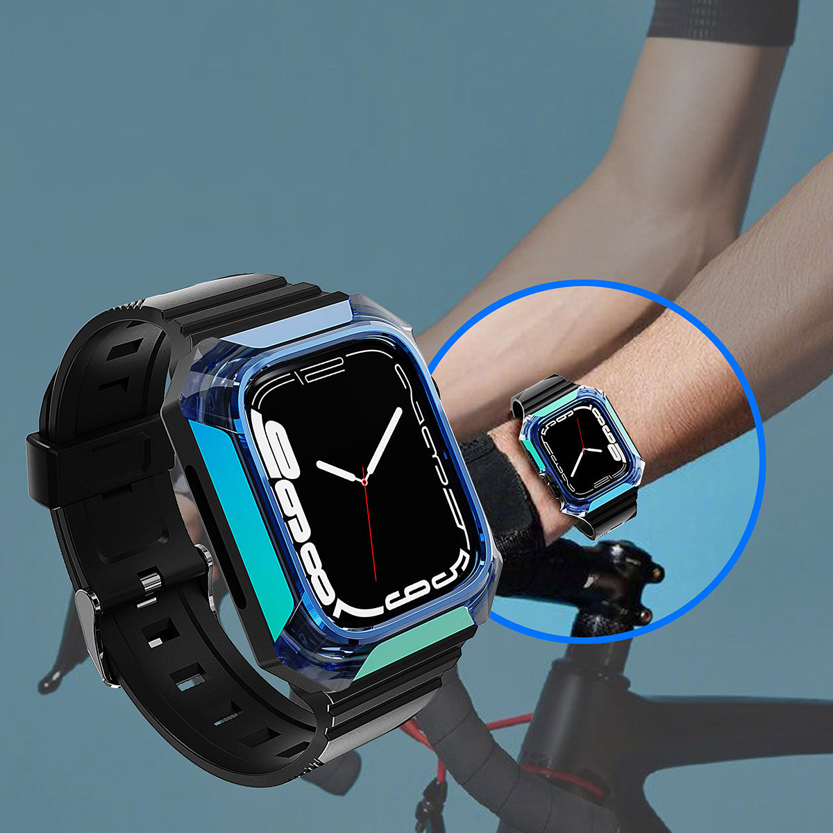 Apple Watch 7 45mm Zore KRD-88 Sert PC Kasa Koruyuculu Silikon Kordon