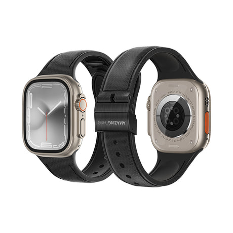 Apple Watch Ultra 49mm Amazingthing Titan Swift Deri Dokulu Silikon Kordon
