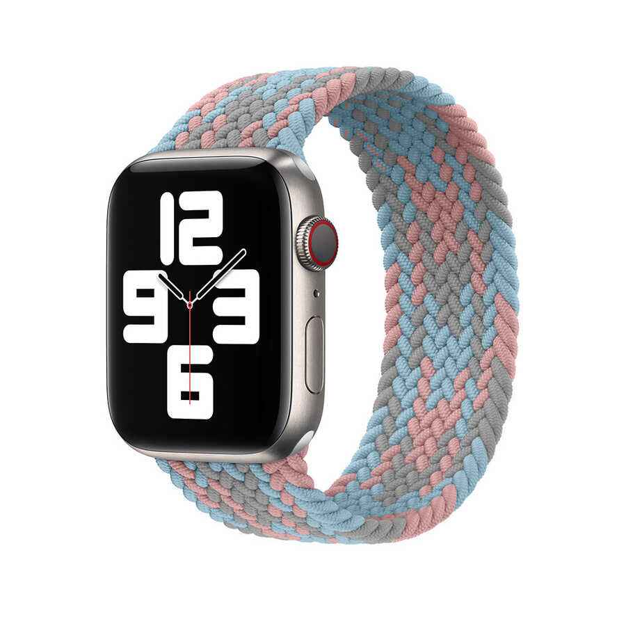 Apple Watch Ultra 49mm Kordon Wiwu Braided Solo Loop Contrast Color Large Strap Kayış