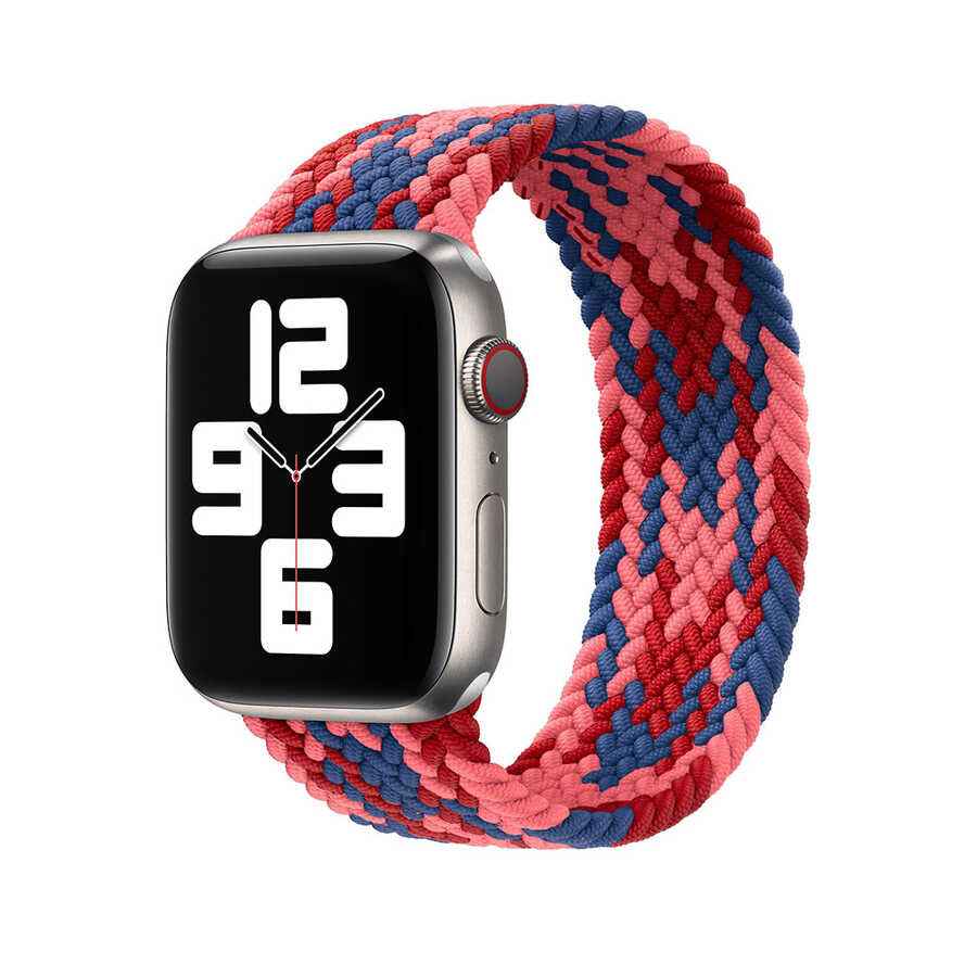 Apple Watch Ultra 49mm Kordon Wiwu Braided Solo Loop Contrast Color Large Strap Kayış