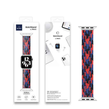 Apple Watch Ultra 49mm Kordon Wiwu Braided Solo Loop Contrast Color Medium Strap Kayış