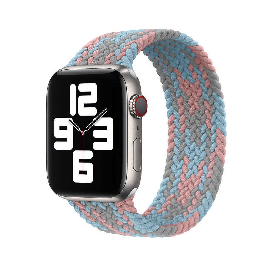 Apple Watch Ultra 49mm Kordon Wiwu Braided Solo Loop Contrast Color Medium Strap Kayış