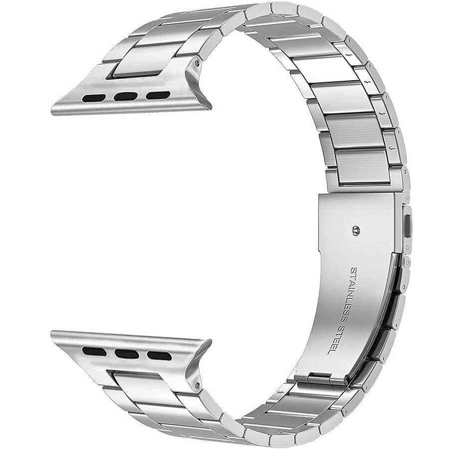 Apple Watch Ultra 49mm Kordon Wiwu Ultra Thin Steel Belt Three Beads Metal Strap Kayış