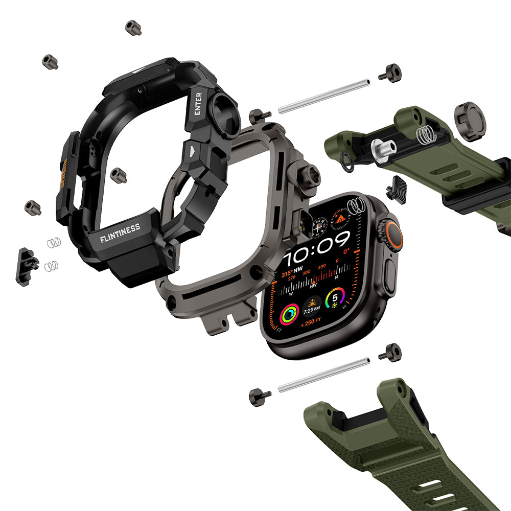 Apple Watch Ultra 49mm Mohseven iWatch Punk Fortress Serisi Kasa Koruyuculu Silikon Kordon
