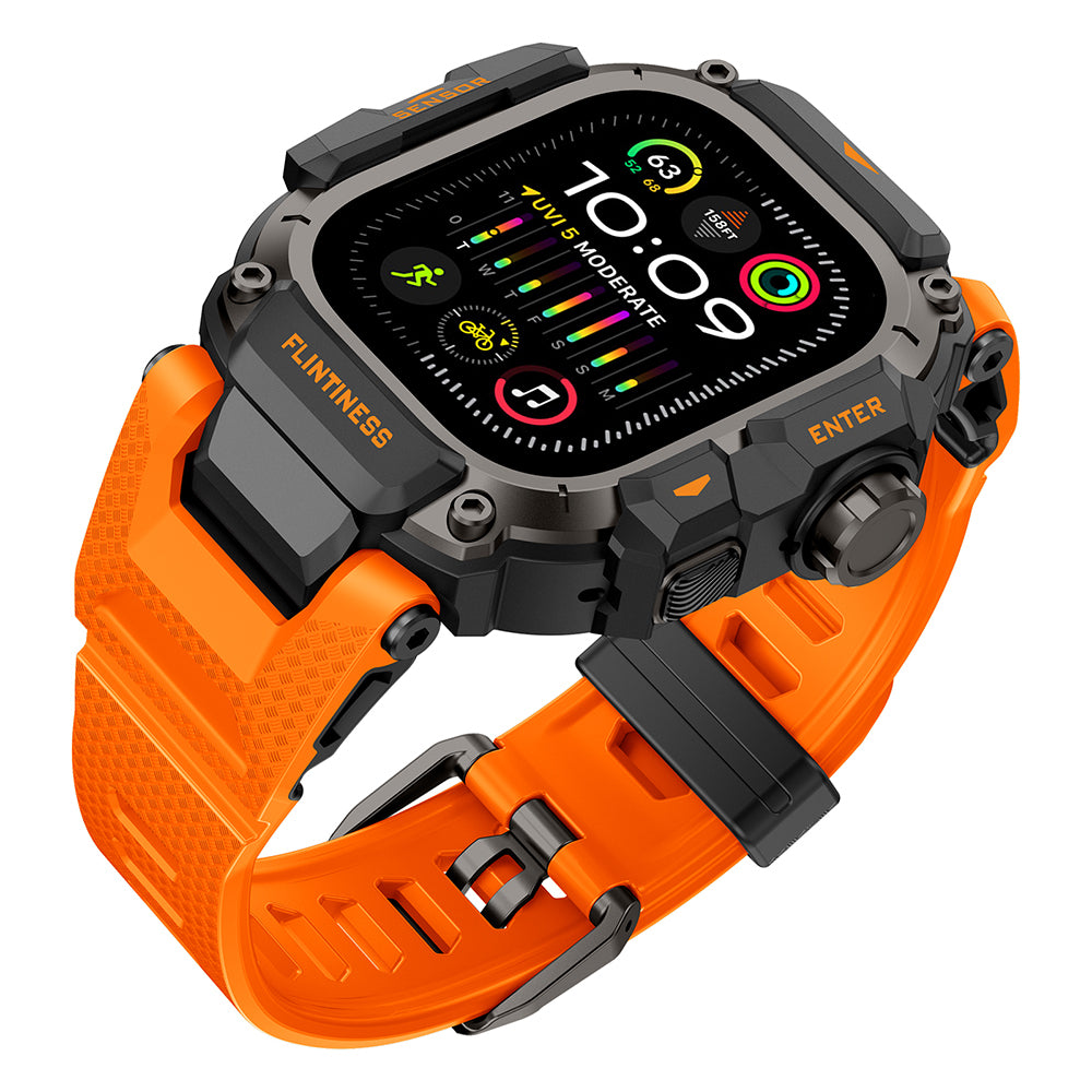 Apple Watch Ultra 49mm Mohseven iWatch Punk Fortress Serisi Kasa Koruyuculu Silikon Kordon