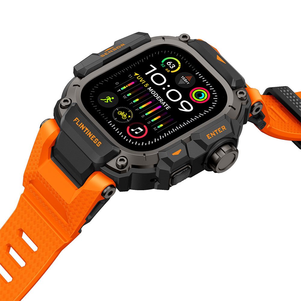 Apple Watch Ultra 49mm Mohseven iWatch Punk Fortress Serisi Kasa Koruyuculu Silikon Kordon