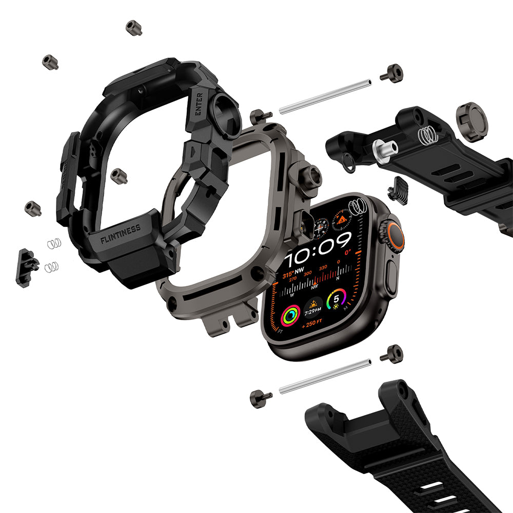 Apple Watch Ultra 49mm Mohseven iWatch Punk Fortress Serisi Kasa Koruyuculu Silikon Kordon