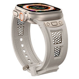 Apple Watch Ultra 49mm Zore KRD-117 Hava Alabilen Delikli Metal Süslemeli Desenli Silikon Kordon