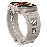 Apple Watch Ultra 49mm Zore KRD-117 Hava Alabilen Delikli Metal Süslemeli Desenli Silikon Kordon