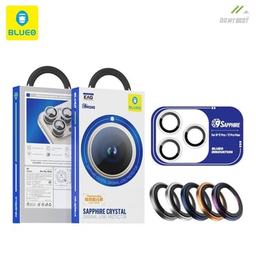 Blueo Sapphire iPhone 17 Pro Uyumlu 9 MOhs %99.99 Orijinal Safir Blue Titanium Kamera Lens Koruyucu