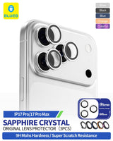 Blueo Sapphire iPhone 17 Pro Max Uyumlu 9 MOhs %99.99 Orijinal Safir Blue Titanium Kamera Lens Koruyucu
