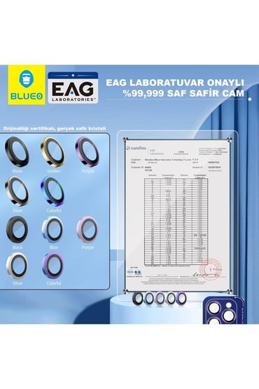 Blueo Sapphire iPhone 17 Uyumlu 9 MOhs %99.99 Orijinal Safir Purple Titanium Kamera Lens Koruyucu