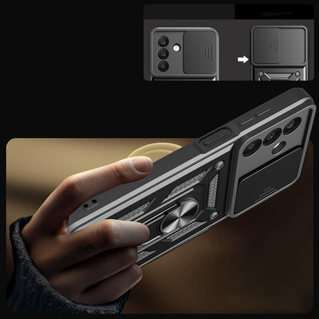 Galaxy A17 Kılıf Magnetik Standlı Kamera Korumalı Zore Sürgülü Vega Kapak