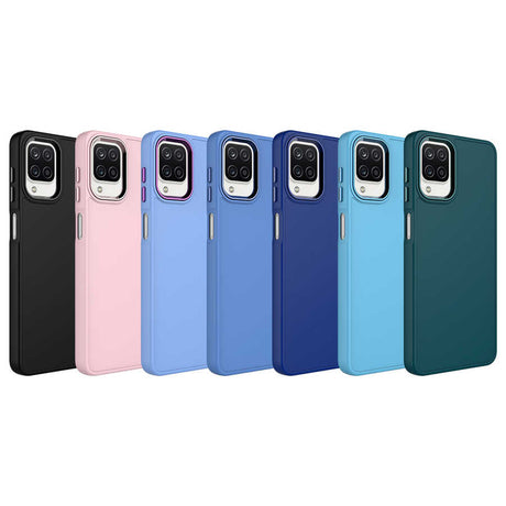 Galaxy A22 4G Kılıf Metal Çerçeve ve Buton Tasarımlı Silikon Zore Luna Kapak
