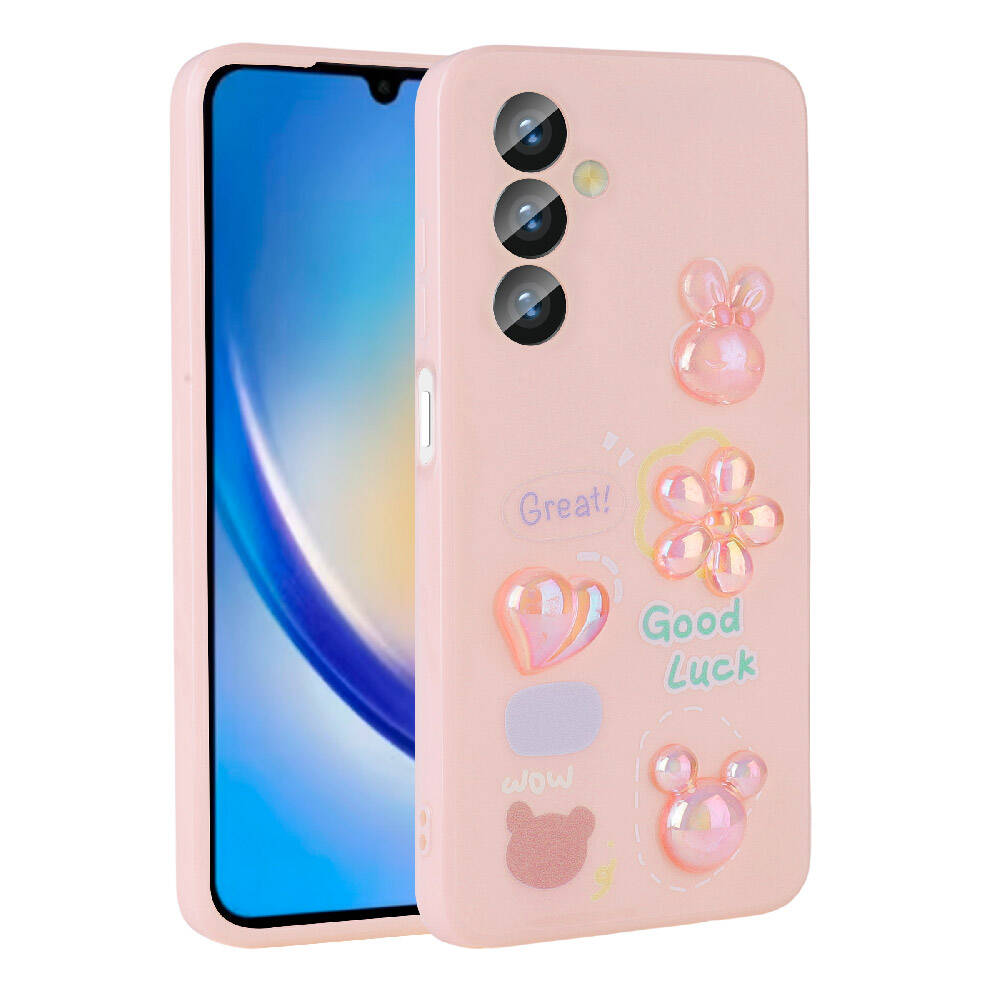 Galaxy A24 Kılıf Kabartma Figürlü Parlak Zore Toys Silikon Kapak