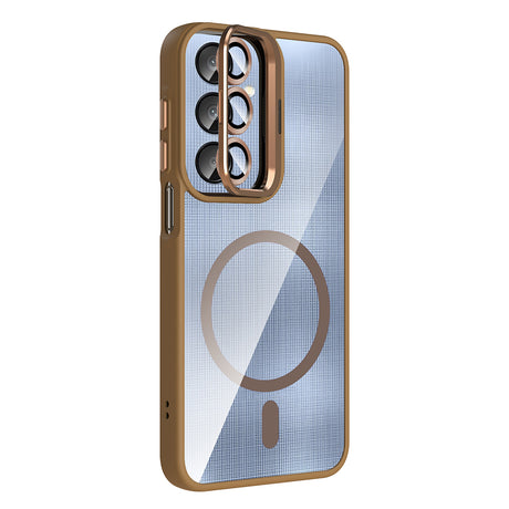Galaxy A25 Kılıf Standlı ve Kamera Lens Hediyeli M-Safe Şarj Özellikli Zore Etro Kapak