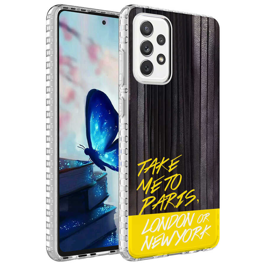 Galaxy A32 4G Kılıf Airbag Kenarlı Renkli Desenli Silikon Zore Elegans Kapak