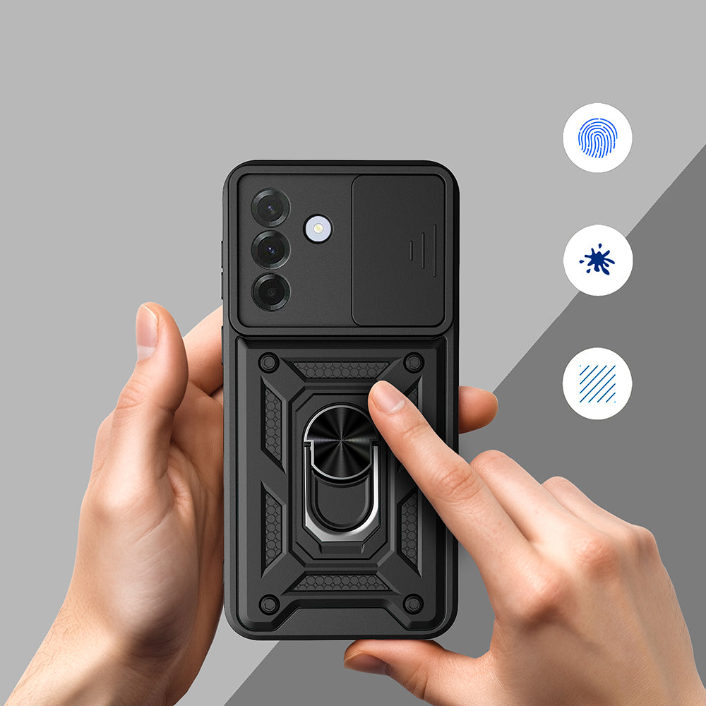 Galaxy A37 Kılıf Magnetik Standlı Kamera Korumalı Zore Sürgülü Vega Kapak