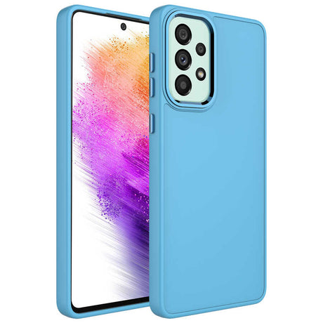 Galaxy A52 Kılıf Metal Çerçeve ve Buton Tasarımlı Silikon Zore Luna Kapak