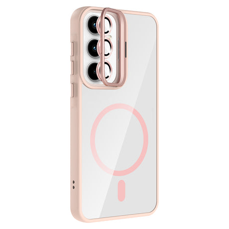 Galaxy A55 Kılıf Standlı ve Kamera Lens Hediyeli M-Safe Şarj Özellikli Zore Etro Kapak