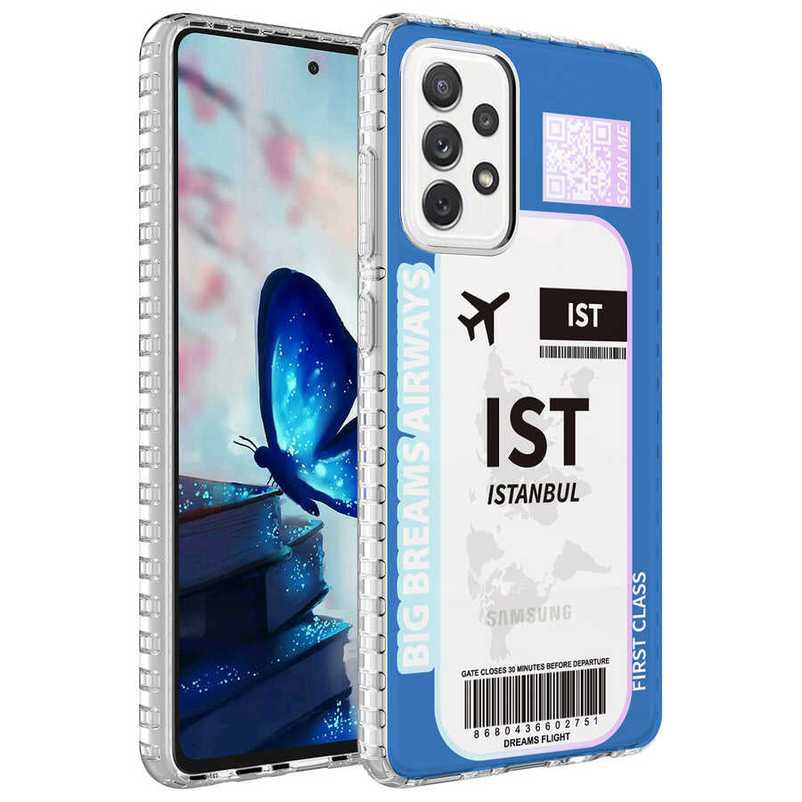 Galaxy A73 Kılıf Airbag Kenarlı Renkli Desenli Silikon Zore Elegans Kapak