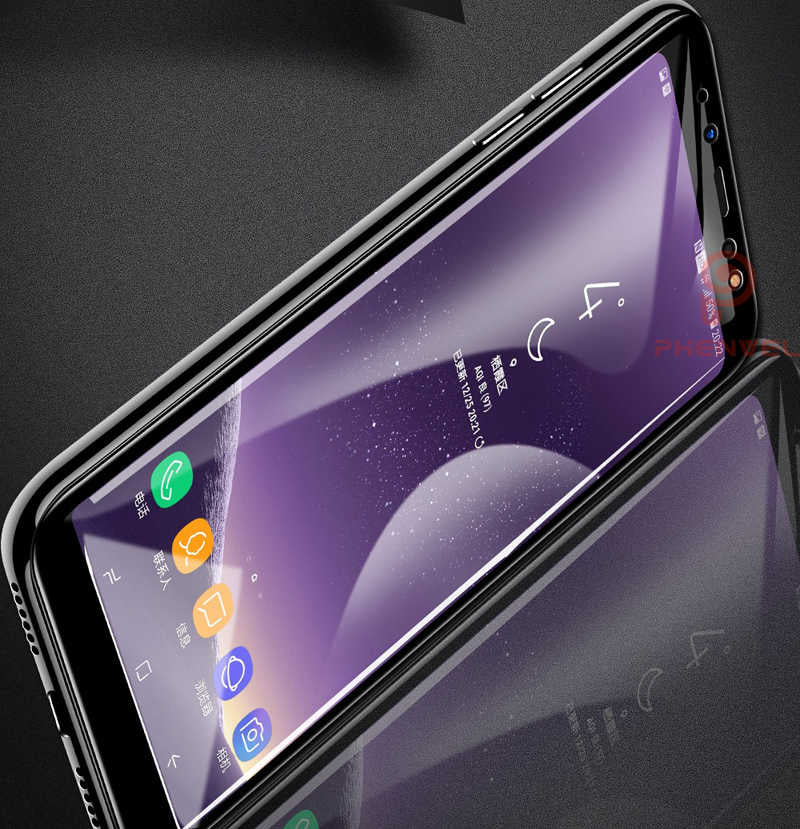 Galaxy A8 Plus 2018 Zore Kenarları Kırılmaya Dayanıklı Cam Ekran Koruyucu