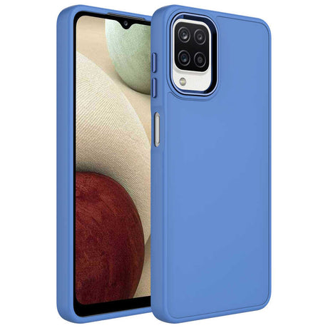Galaxy M12 Kılıf Metal Çerçeve ve Buton Tasarımlı Silikon Zore Luna Kapak