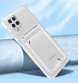 Galaxy M22 Kılıf Kartlıklı Şeffaf Zore Setra Clear Silikon Kapak