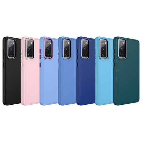 Galaxy S20 FE Kılıf Metal Çerçeve ve Buton Tasarımlı Silikon Zore Luna Kapak