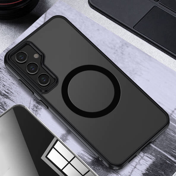 Galaxy S23 FE Kılıf Sert PC Arka Yüzey Wireless Şarj Özellikli Zore Flet M-safe Kapak
