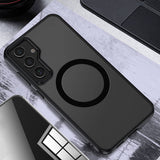 Galaxy S23 FE Kılıf Sert PC Arka Yüzey Wireless Şarj Özellikli Zore Flet M-safe Kapak
